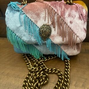 Velvet Fringe Chain Shoulder Bag - Multicolor